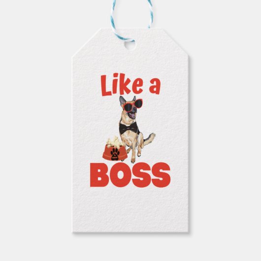 Wie ein Boss German Shepherd Geschenkanhänger (Vorderseite)