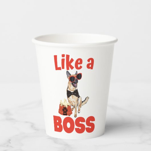 Wie ein Boss German Shepherd Pappbecher (Vorderseite)