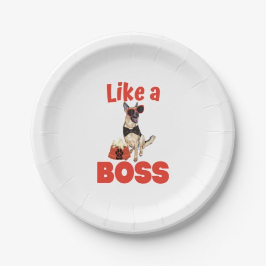 Wie ein Boss German Shepherd Pappteller (Vorderseite)