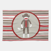 Wie ein Boss Sock Affe mit Krawatte auf Roten Stre Geschirrtuch (Horizontal)