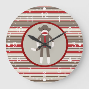 Wie ein Boss Sock Affe mit Krawatte auf Roten Stre Große Wanduhr