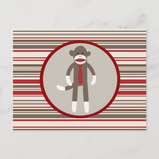 Wie ein Boss Sock Affe mit Krawatte auf Roten Stre Postkarte (Vorderseite)