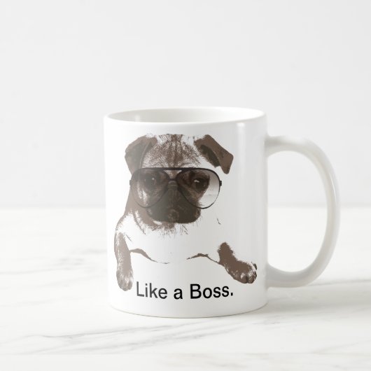 Wie ein Chef-Mops in der Glas-Tasse Kaffeetasse (Rechts)