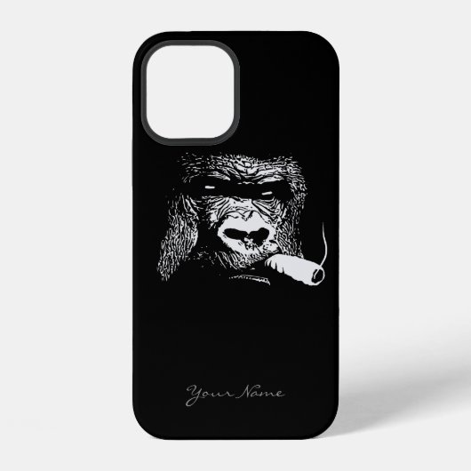 Wie ein Chef-rauchender Gorilla-individueller Name iPhone Hülle (Rückseite)