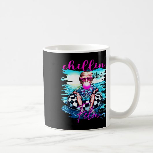 Wie ein Felon Retro Summer Pink Funny Trump 2024 Kaffeetasse (Rechts)