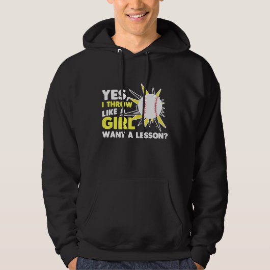 Wie ein Girl Baseball Player Softball Pitcher Hoodie (Vorderseite)