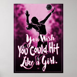 Wie ein Girl-Pink-Volleyball Poster