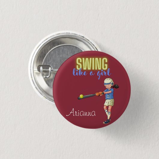 Wie ein MädchenSoftball Button (Vorne & Hinten)