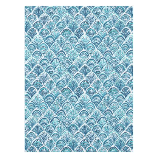 WIE ein MEERJUNGFRAU Seefisch-Skala-Muster Tischdecke (Vorderseite)