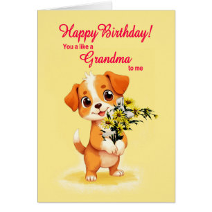 Wie ein Oma für mich GeburtstagWelpen und Blume