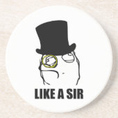 Wie ein Sir Monocle Rage Face Meme Sandstein Untersetzer (Vorne)