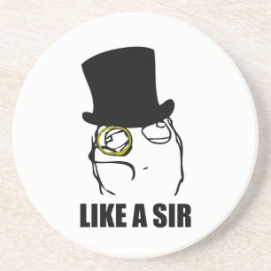 Wie ein Sir Monocle Rage Face Meme Sandstein Untersetzer