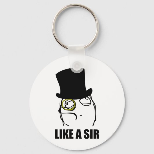 Wie ein Sir Monocle Rage Face Meme Schlüsselanhänger (Vorderseite)