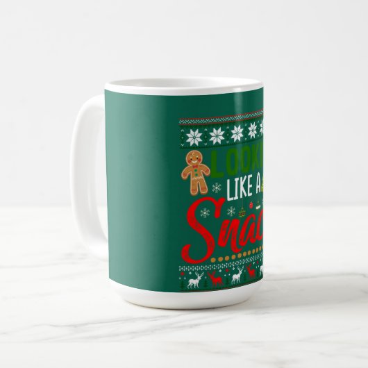 Wie ein Snack Funny Christmas Cookie hässlich auss Kaffeetasse (Vorderseite Links)