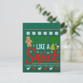 Wie ein Snack Funny Christmas Cookie hässlich auss Postkarte (Stehend Vorderseite)