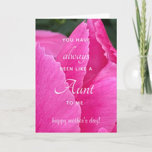 Wie ein Tante Pink Peony Mother Day Karte (Vorderseite)
