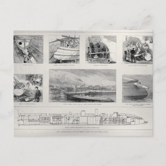 Wie ein Torpedoboot gebaut wird Postkarte (Vorderseite)