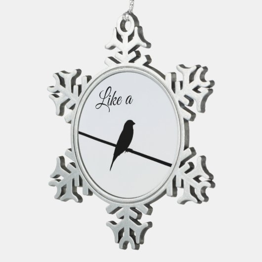 Wie ein Vogel auf einem Draht - Leonard Cohen Schneeflocken Zinn-Ornament (Rechts)