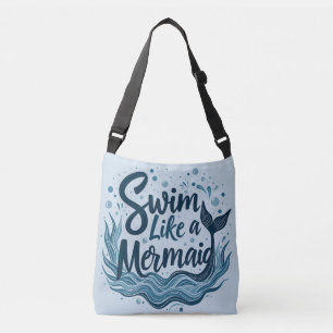 Wie eine Meerjungfrau schwimmen - Whimsical-Ozean- Tragetaschen Mit Langen Trägern