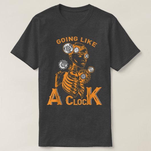Wie eine Uhr, menschliches Skelett Steampunk T-Shirt (Design vorne)