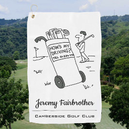 Wie fahre ich? Funny Golf Cartoon Golfhandtuch
