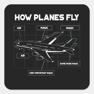 Wie Flugzeug für Studentenpiloten fliegen und flie Quadratischer Aufkleber
