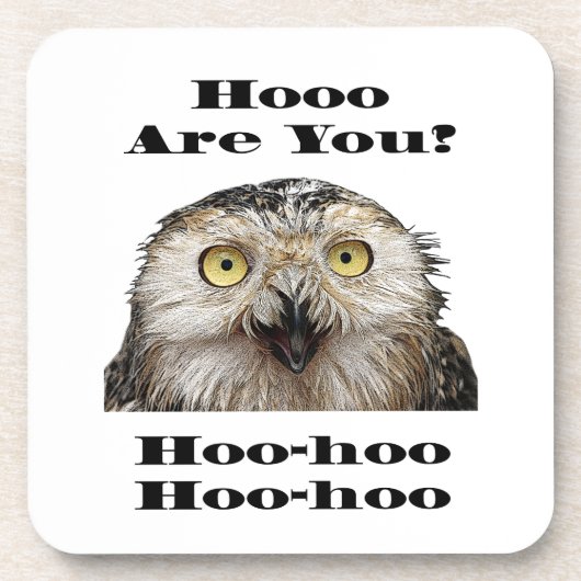 Wie geht es dir? Owl Wer bist du? Getränkeuntersetzer (Vorderseite)