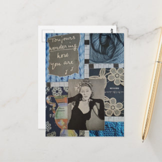 Wie geht es Ihnen Vintage-Frau und Texturen Collag Postkarte