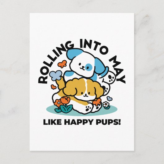 Wie glückliche Jungtiere in den Mai rollen - Niedl Postkarte (Vorderseite)