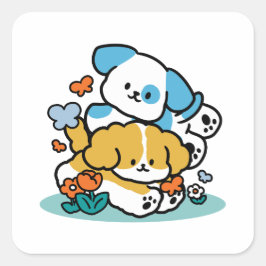 Wie glückliche Jungtiere in den Mai rollen - Niedl Quadratischer Aufkleber