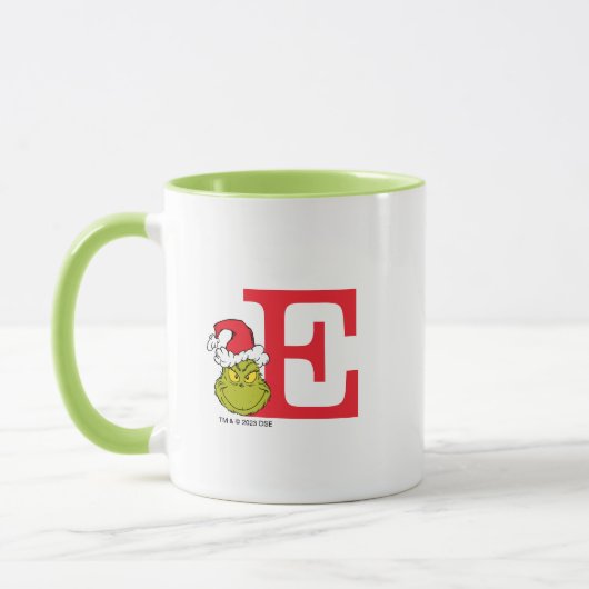 Wie Grinch Stole Weihnachten | Monogramm E Tasse (Links)