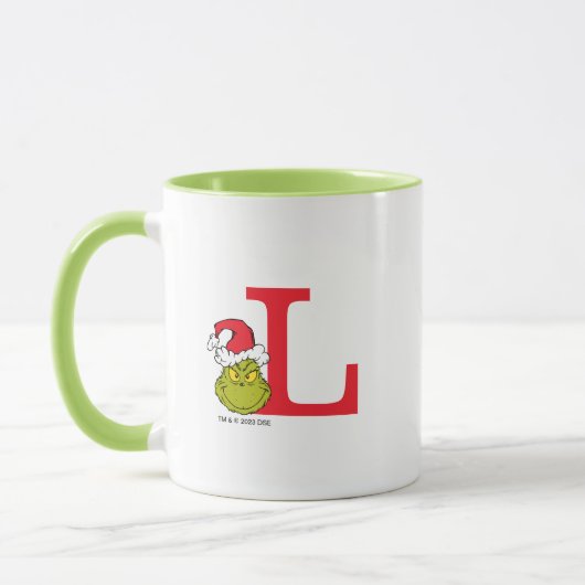 Wie Grinch Stole Weihnachten | Monogramm L Tasse (Links)