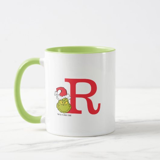 Wie Grinch Stole Weihnachten | Monogramm R Tasse (Links)