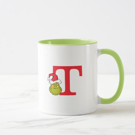 Wie Grinch Stole Weihnachten | Monogramm T Tasse (Rechts)