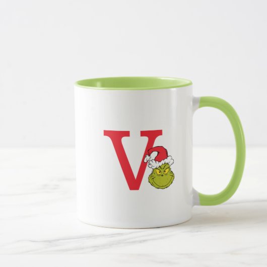 Wie Grinch Stole Weihnachten | Monogramm V Tasse (Rechts)
