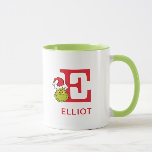 Wie Grinch Stole Weihnachten | Name & Monogramm E Tasse (Rechts)