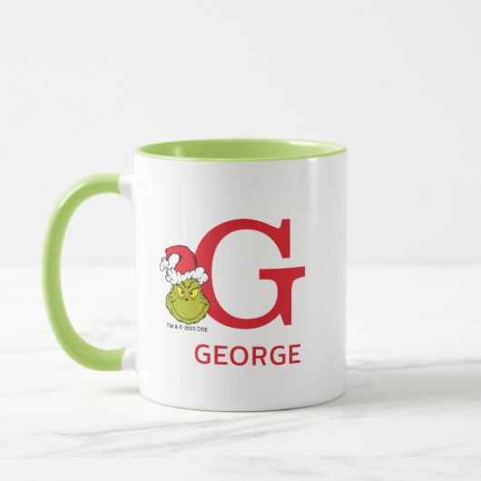 Wie Grinch Stole Weihnachten | Name & Monogramm G Tasse (Links)