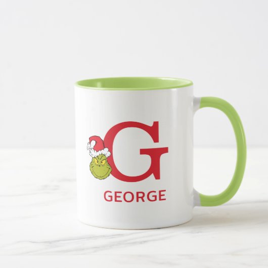 Wie Grinch Stole Weihnachten | Name & Monogramm G Tasse (Rechts)
