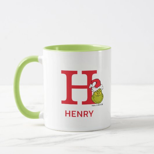 Wie Grinch Stole Weihnachten | Name & Monogramm H Tasse (Links)
