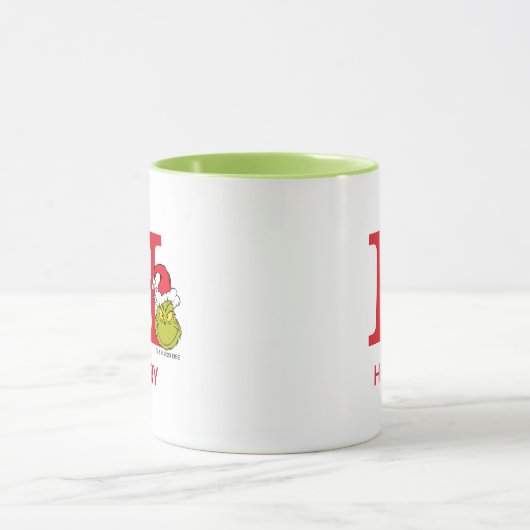 Wie Grinch Stole Weihnachten | Name & Monogramm H Tasse (Zentrum)