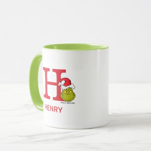 Wie Grinch Stole Weihnachten | Name & Monogramm H Tasse (Vorderseite Links)