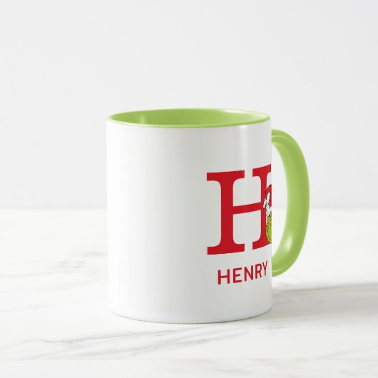 Wie Grinch Stole Weihnachten | Name & Monogramm H Tasse (VorderseiteRechts)