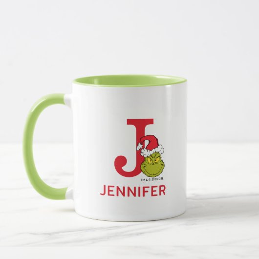 Wie Grinch Stole Weihnachten | Name & Monogramm J Tasse (Links)