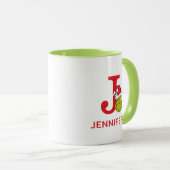 Wie Grinch Stole Weihnachten | Name & Monogramm J Tasse (VorderseiteRechts)