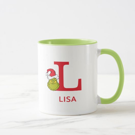 Wie Grinch Stole Weihnachten | Name & Monogramm L Tasse (Rechts)