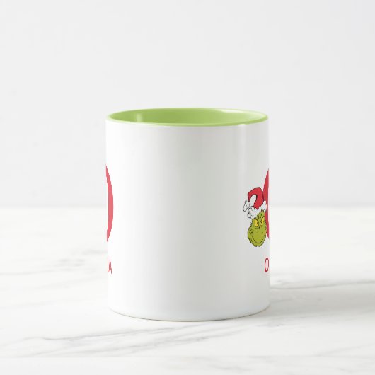 Wie Grinch Stole Weihnachten | Name & Monogramm O Tasse (Zentrum)