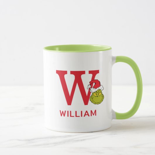 Wie Grinch Stole Weihnachten | Name & Monogramm W Tasse (Rechts)