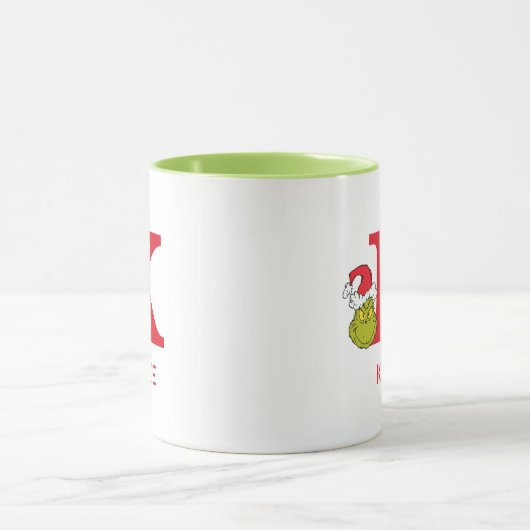 Wie Grinch Stole Weihnachten | Name und Monogramm Tasse (Zentrum)