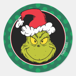 Wie Grinch Stole Weihnachten | Naughty Grinch Runder Aufkleber