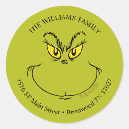 Wie Grinch Weihnachtsgesicht gestohlen hat - Adres Runder Aufkleber